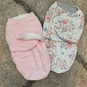 Floral and Pink Baby Swaddle Set
